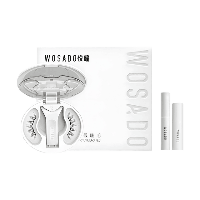 WOSADO Soft Magnetic Adsorption False Eyelashes, #Soft Black (with Eyelash Styling Gel0.07oz. + Cleansing 0.17oz.)