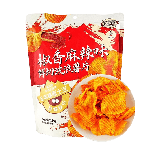 ZEW Fresh Cut Wavy Potato Chips, Spicy Sichuan Pepper Flavor, 4.59 oz